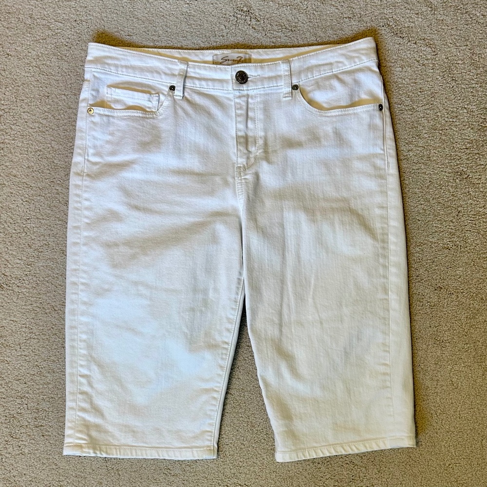 SEVEN's White Bermuda Denim Shorts